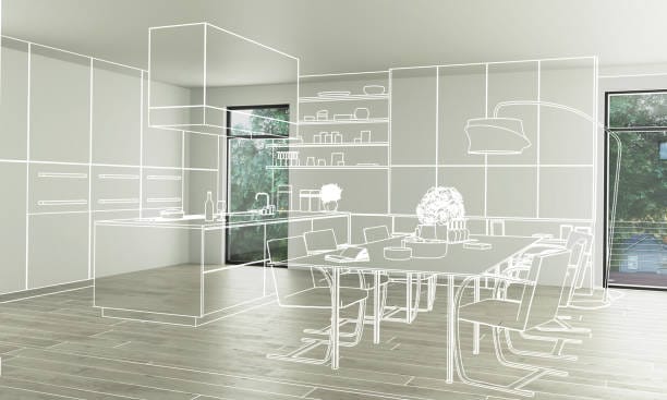 Domestic Kitchen Design (conception) - 3d illustration